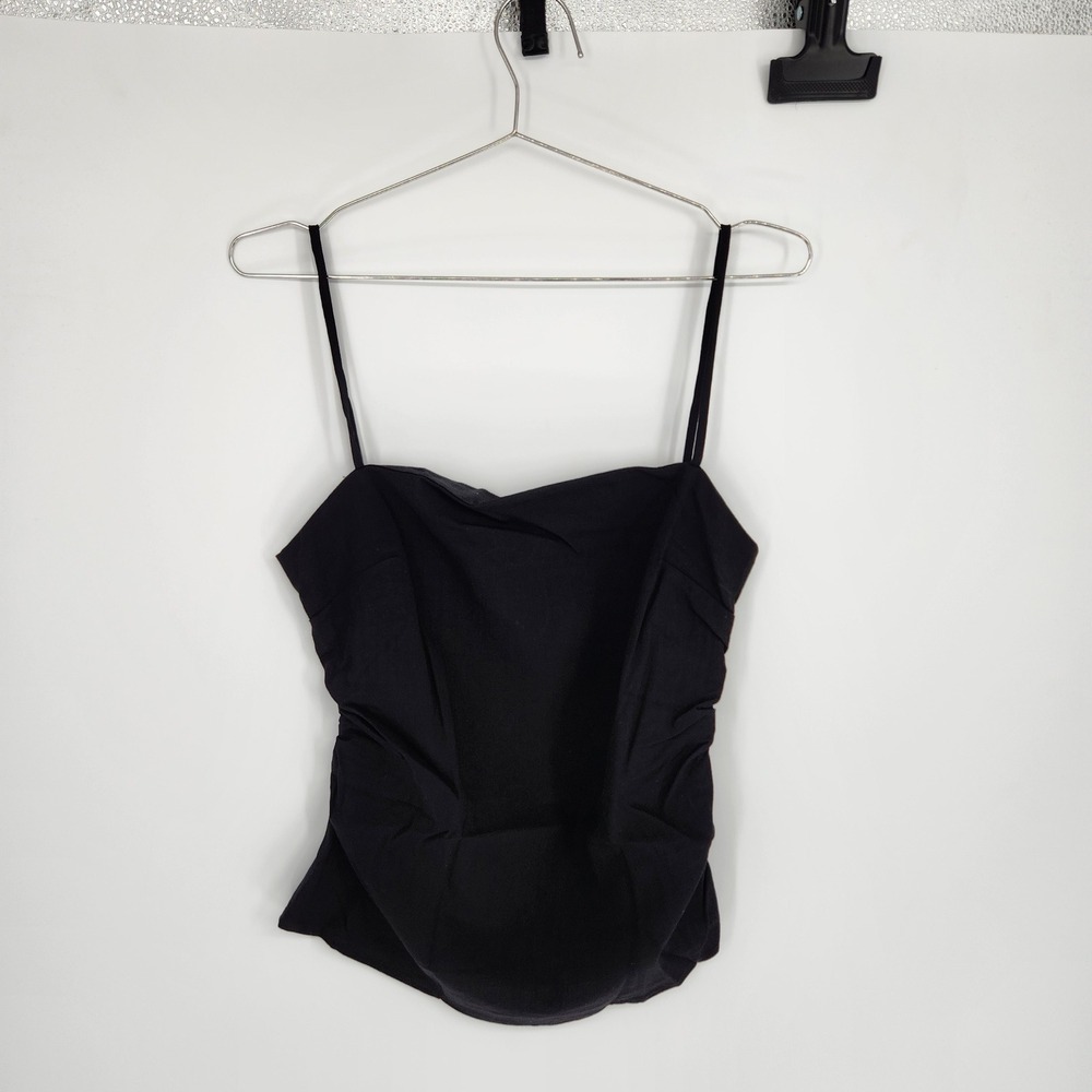 Mango Black Draped Strapped Top Riga Camisole Cowl Neck Small NWT